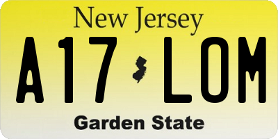 NJ license plate A17LOM