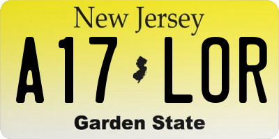NJ license plate A17LOR