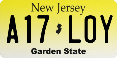 NJ license plate A17LOY