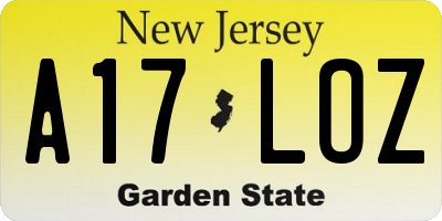 NJ license plate A17LOZ