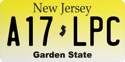 NJ license plate A17LPC