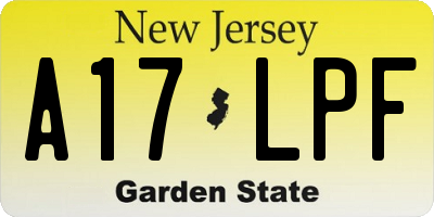 NJ license plate A17LPF