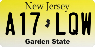 NJ license plate A17LQW