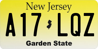 NJ license plate A17LQZ