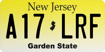 NJ license plate A17LRF