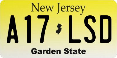 NJ license plate A17LSD