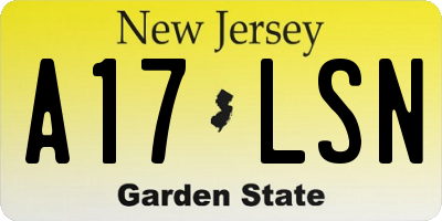 NJ license plate A17LSN