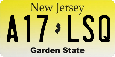 NJ license plate A17LSQ