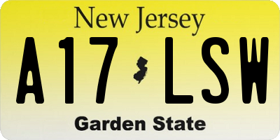 NJ license plate A17LSW
