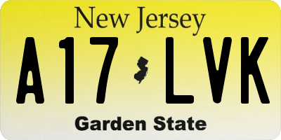 NJ license plate A17LVK