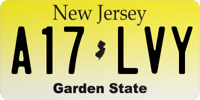 NJ license plate A17LVY
