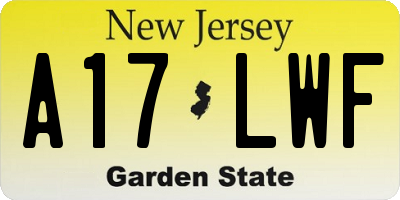 NJ license plate A17LWF