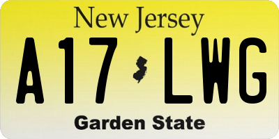 NJ license plate A17LWG