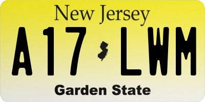 NJ license plate A17LWM