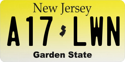 NJ license plate A17LWN