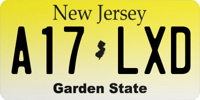 NJ license plate A17LXD
