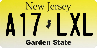 NJ license plate A17LXL
