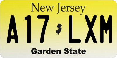 NJ license plate A17LXM