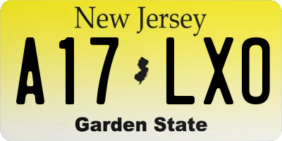 NJ license plate A17LXO