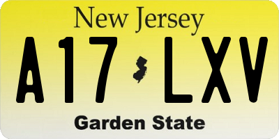 NJ license plate A17LXV