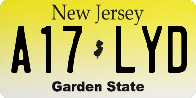 NJ license plate A17LYD