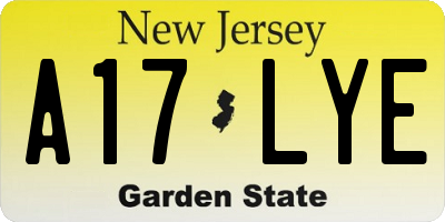 NJ license plate A17LYE