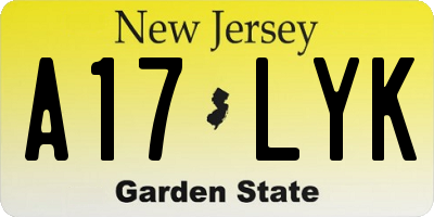 NJ license plate A17LYK