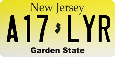 NJ license plate A17LYR