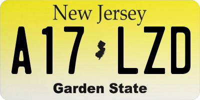 NJ license plate A17LZD