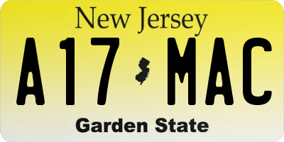 NJ license plate A17MAC