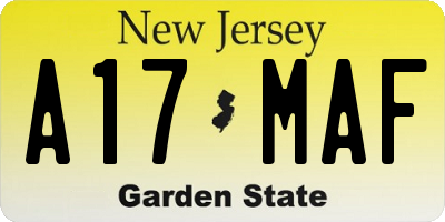 NJ license plate A17MAF