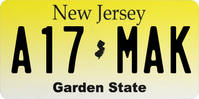 NJ license plate A17MAK