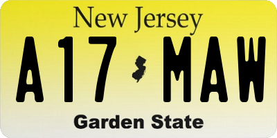 NJ license plate A17MAW