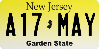 NJ license plate A17MAY
