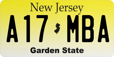 NJ license plate A17MBA