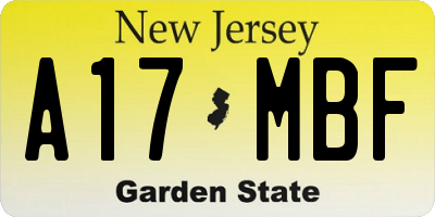 NJ license plate A17MBF