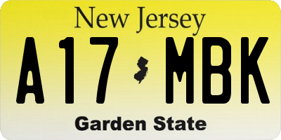 NJ license plate A17MBK