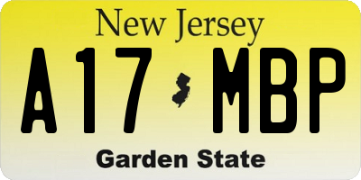 NJ license plate A17MBP