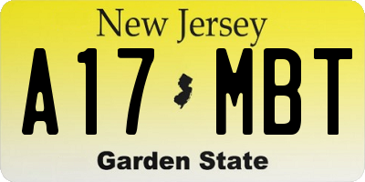 NJ license plate A17MBT