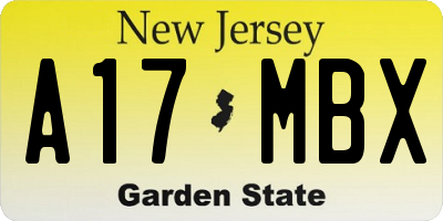 NJ license plate A17MBX