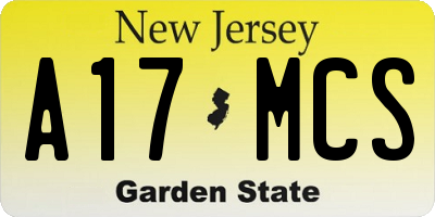 NJ license plate A17MCS