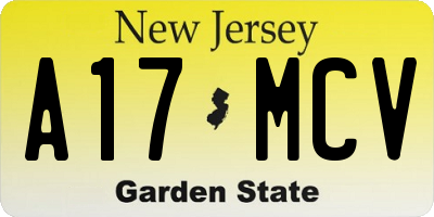 NJ license plate A17MCV