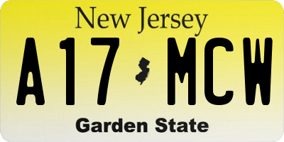 NJ license plate A17MCW