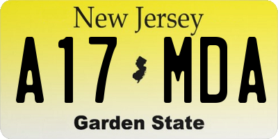 NJ license plate A17MDA