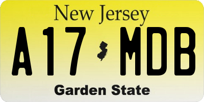 NJ license plate A17MDB