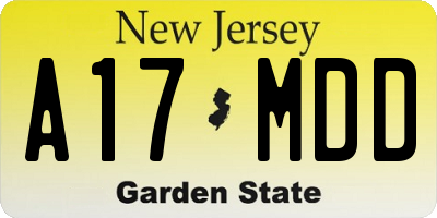 NJ license plate A17MDD