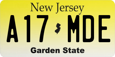 NJ license plate A17MDE
