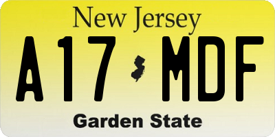 NJ license plate A17MDF