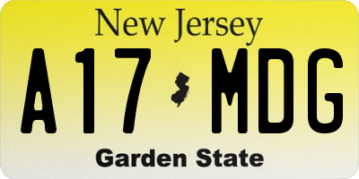 NJ license plate A17MDG