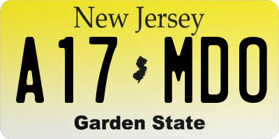 NJ license plate A17MDO